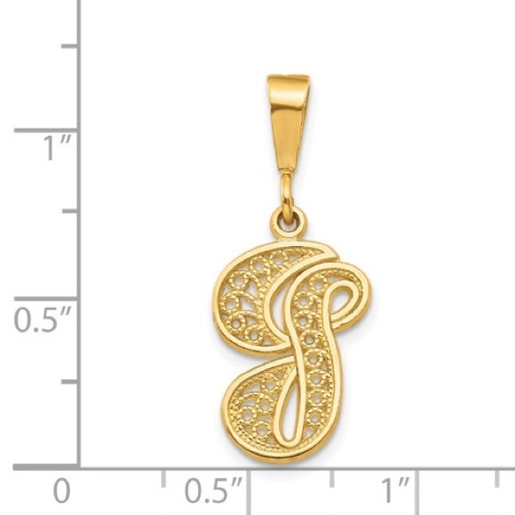 14k Yellow or White Gold Filigree Stylized Letter Initial Alphabet Charm Pendant - Picture 8 of 16
